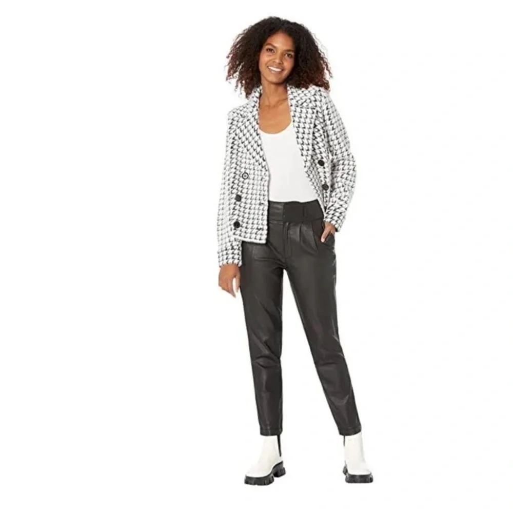 KUT from the Kloth Lessie Coated Denim High Waist Pleated Faux Leather Pants
